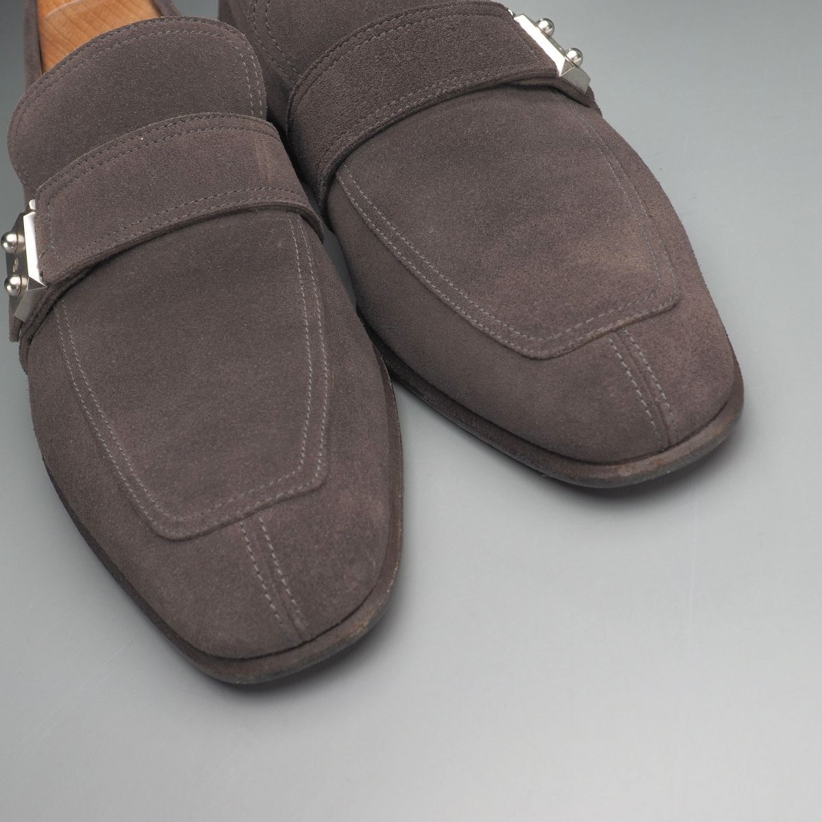 GS5414//イタリア製*エルメス/HERMES*メンズ39.5/サックアデペッシュ金具/ストラップローファー/レザースリッポン/革靴_画像5