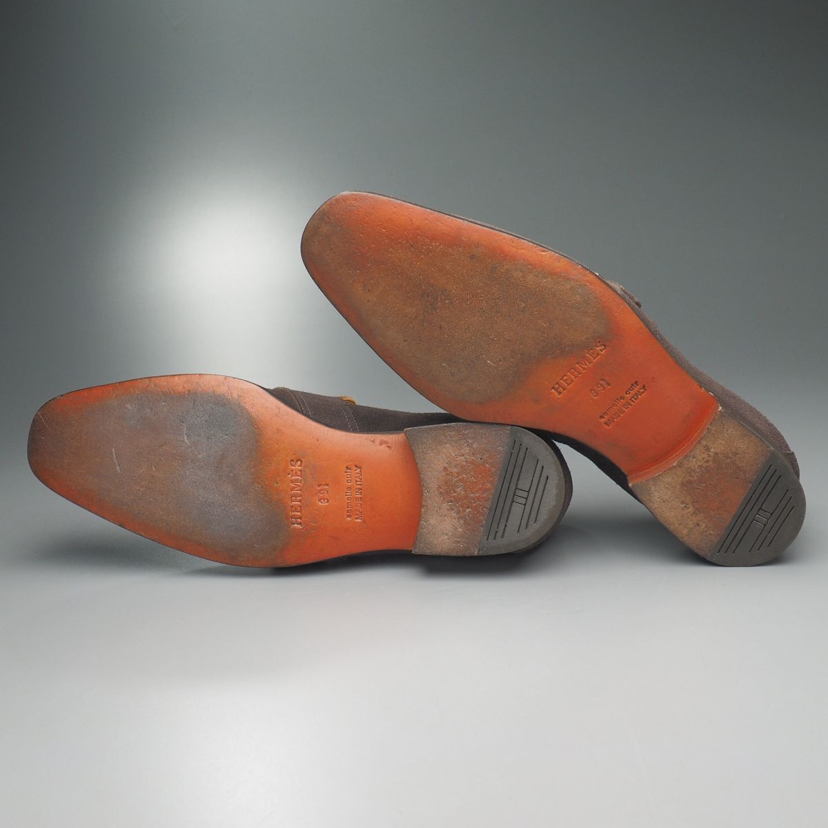 GS5414//イタリア製*エルメス/HERMES*メンズ39.5/サックアデペッシュ金具/ストラップローファー/レザースリッポン/革靴_画像8