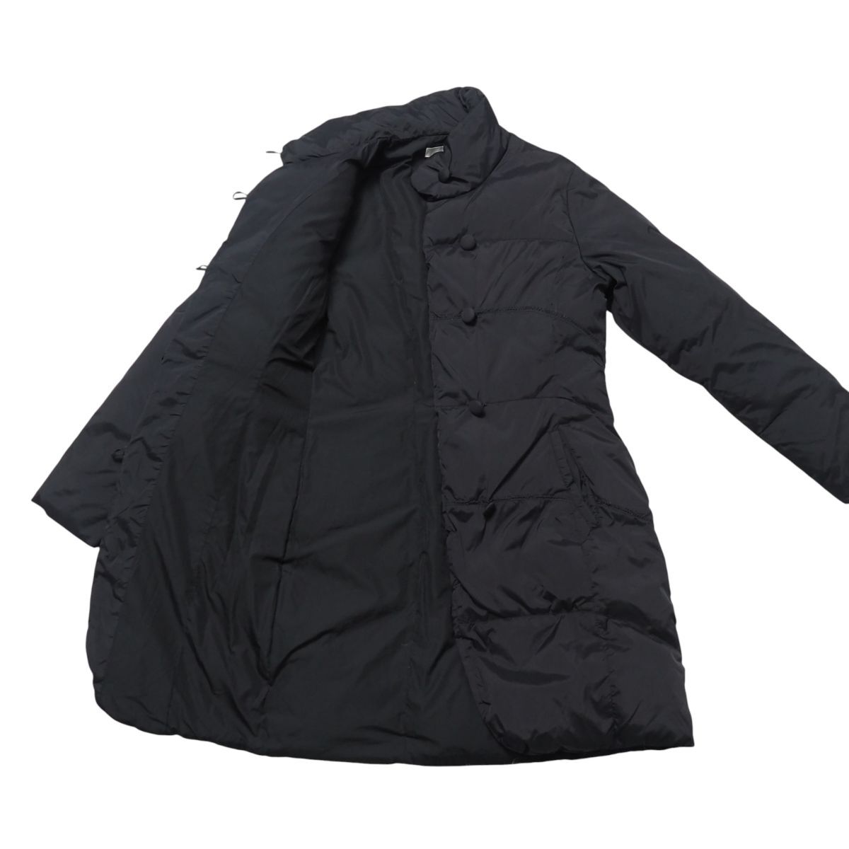 TJ6455●ラルトラモーダ/LALTRAMODA*スタンドカラー ダウンコート*包みボタン*レディース サイズS*ブラック_画像5