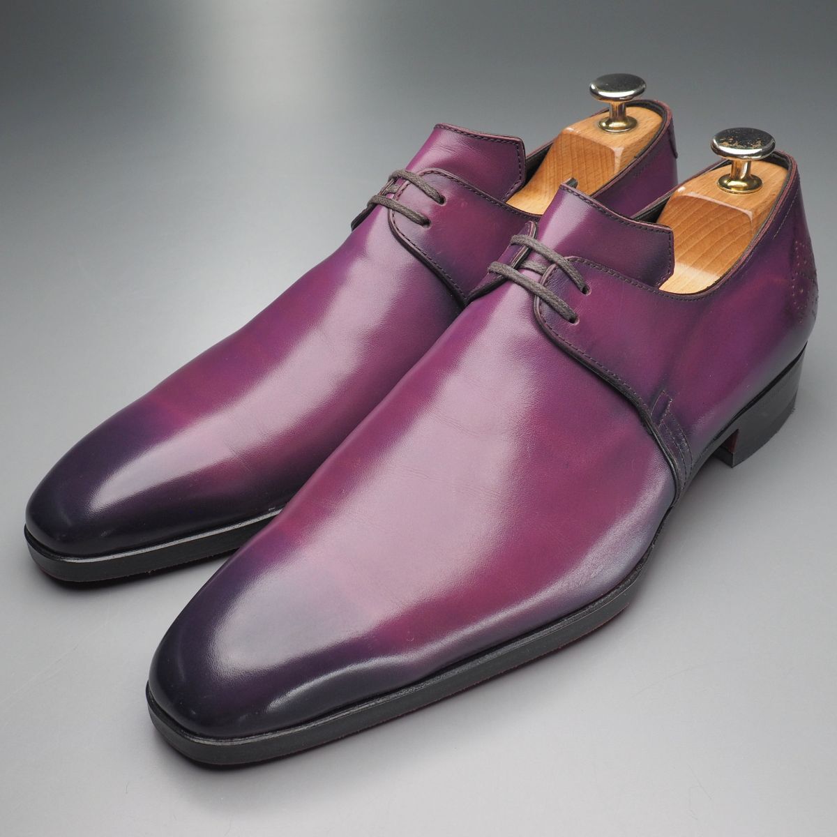 GS3736//*チェントフェリーナ/Cento Felina*3051/メンズ7.5/ハンドペイント/プレーントゥ/レザーシューズ/パープル/紫_画像1