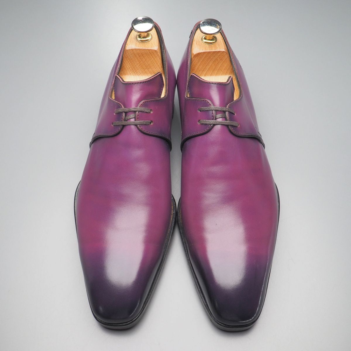GS3736//*チェントフェリーナ/Cento Felina*3051/メンズ7.5/ハンドペイント/プレーントゥ/レザーシューズ/パープル/紫_画像2