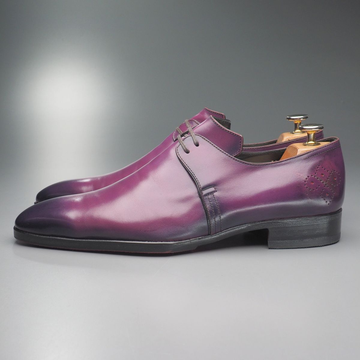 GS3736//*チェントフェリーナ/Cento Felina*3051/メンズ7.5/ハンドペイント/プレーントゥ/レザーシューズ/パープル/紫_画像3