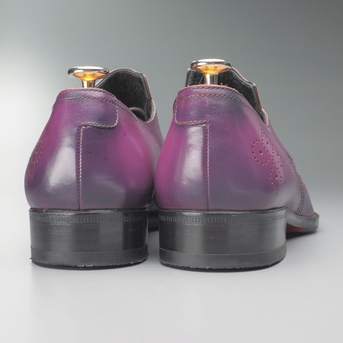 GS3736//*チェントフェリーナ/Cento Felina*3051/メンズ7.5/ハンドペイント/プレーントゥ/レザーシューズ/パープル/紫_画像4