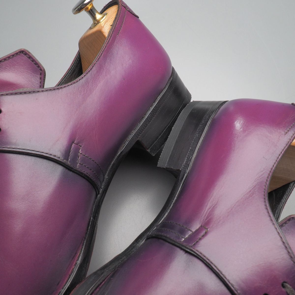 GS3736//*チェントフェリーナ/Cento Felina*3051/メンズ7.5/ハンドペイント/プレーントゥ/レザーシューズ/パープル/紫_画像7