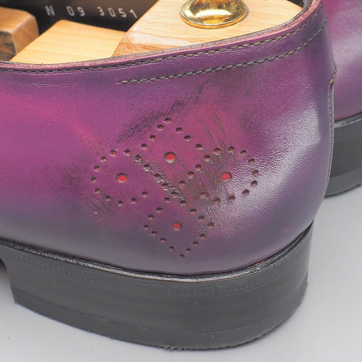 GS3736//*チェントフェリーナ/Cento Felina*3051/メンズ7.5/ハンドペイント/プレーントゥ/レザーシューズ/パープル/紫_画像8