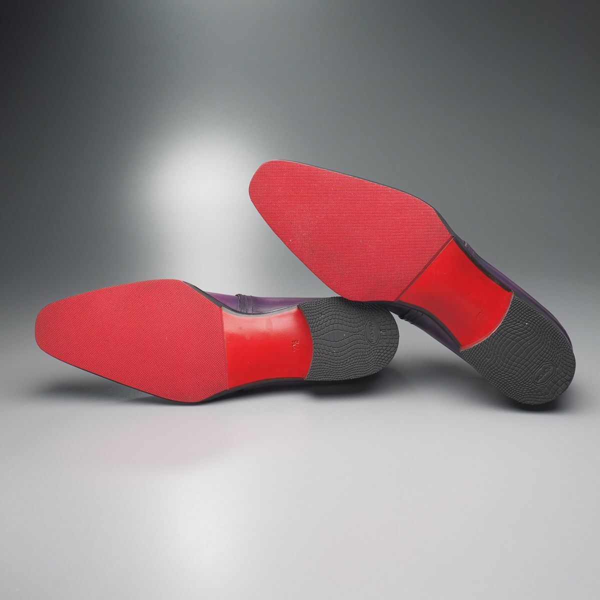 GS3736//*チェントフェリーナ/Cento Felina*3051/メンズ7.5/ハンドペイント/プレーントゥ/レザーシューズ/パープル/紫_画像9