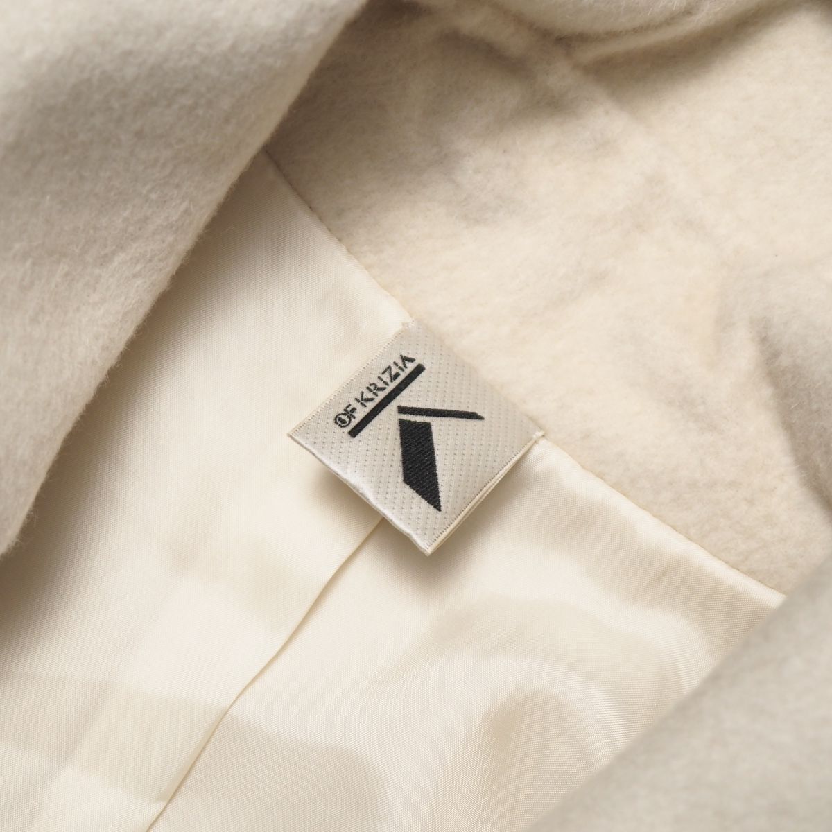 GS5383●クリツィア/KRIZIA*ダブルフェイス ウールアンゴラコート*フード付き*ベルト付き*レディース サイズ40*ベージュブラウン系_画像7