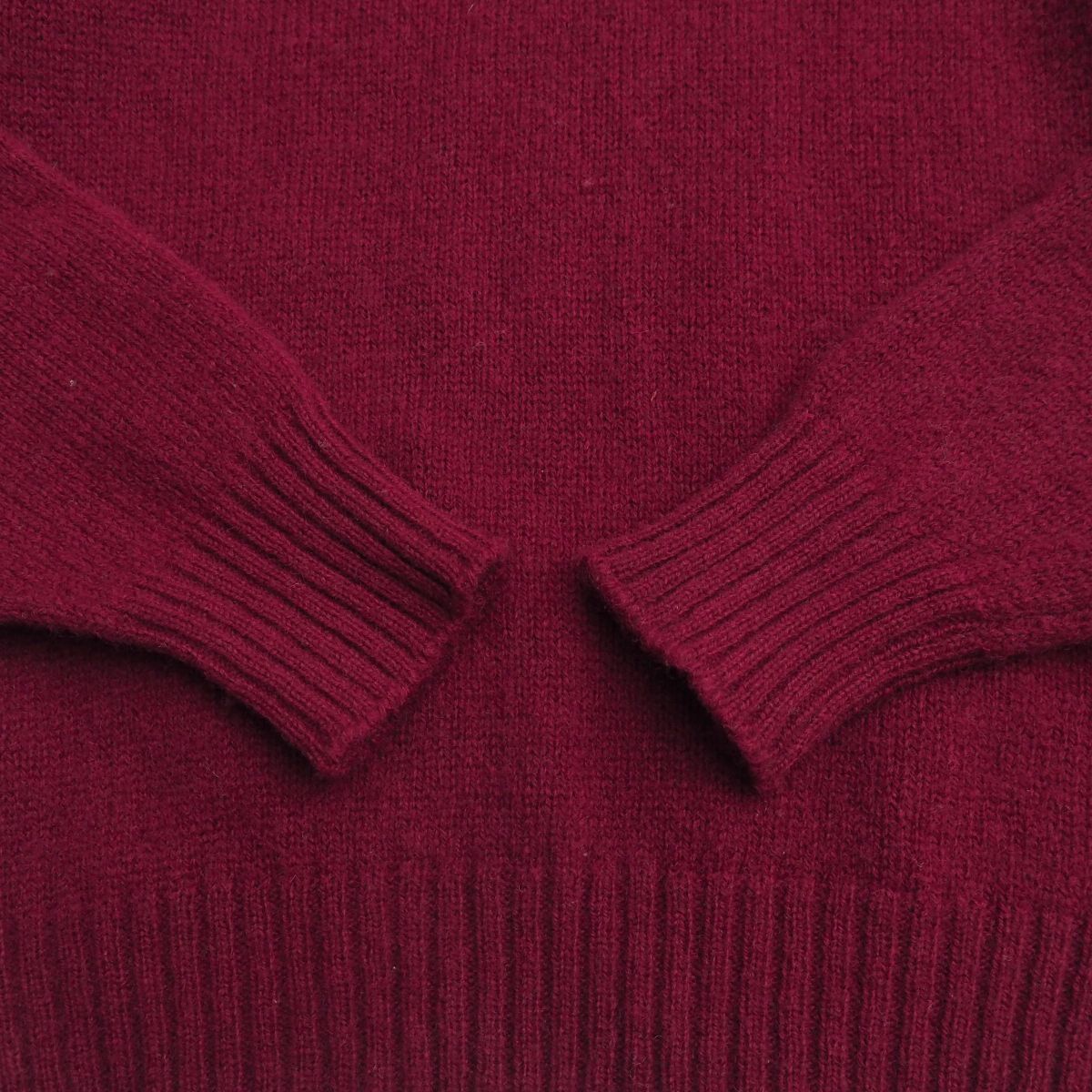 TJ6729+イングランド製*Alan Paine/アランペイン*メンズ38/97cm*ウールニットセーター*クルーネック*ソリッドセーター*バーガンディ系_画像4