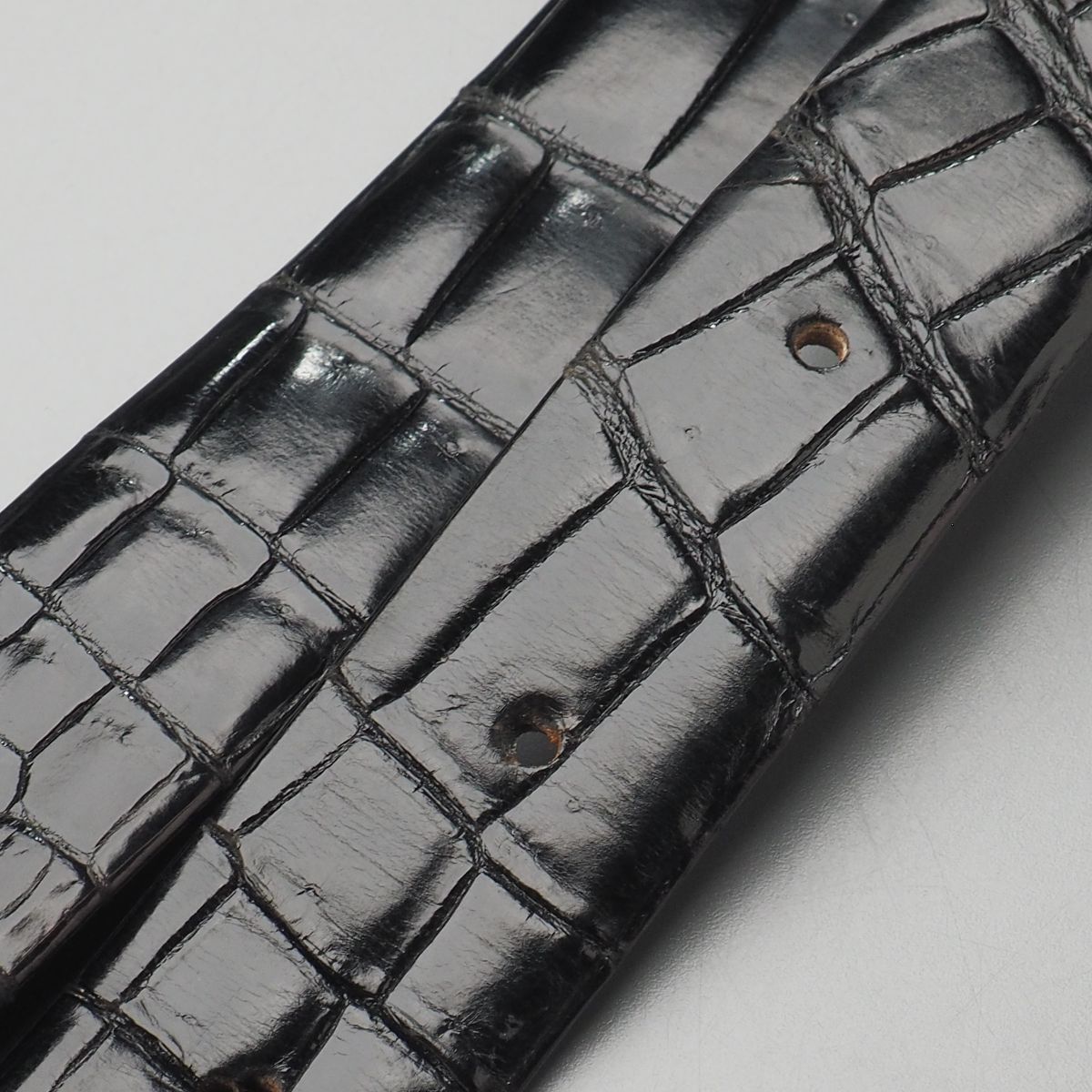 GS5527◎無双仕立て クロコダイルレザー 本ワニ革 ベルト メンズ ブラック 黒 革ベルト カット調節可 トップ式バックル 全長:約114cm_画像6