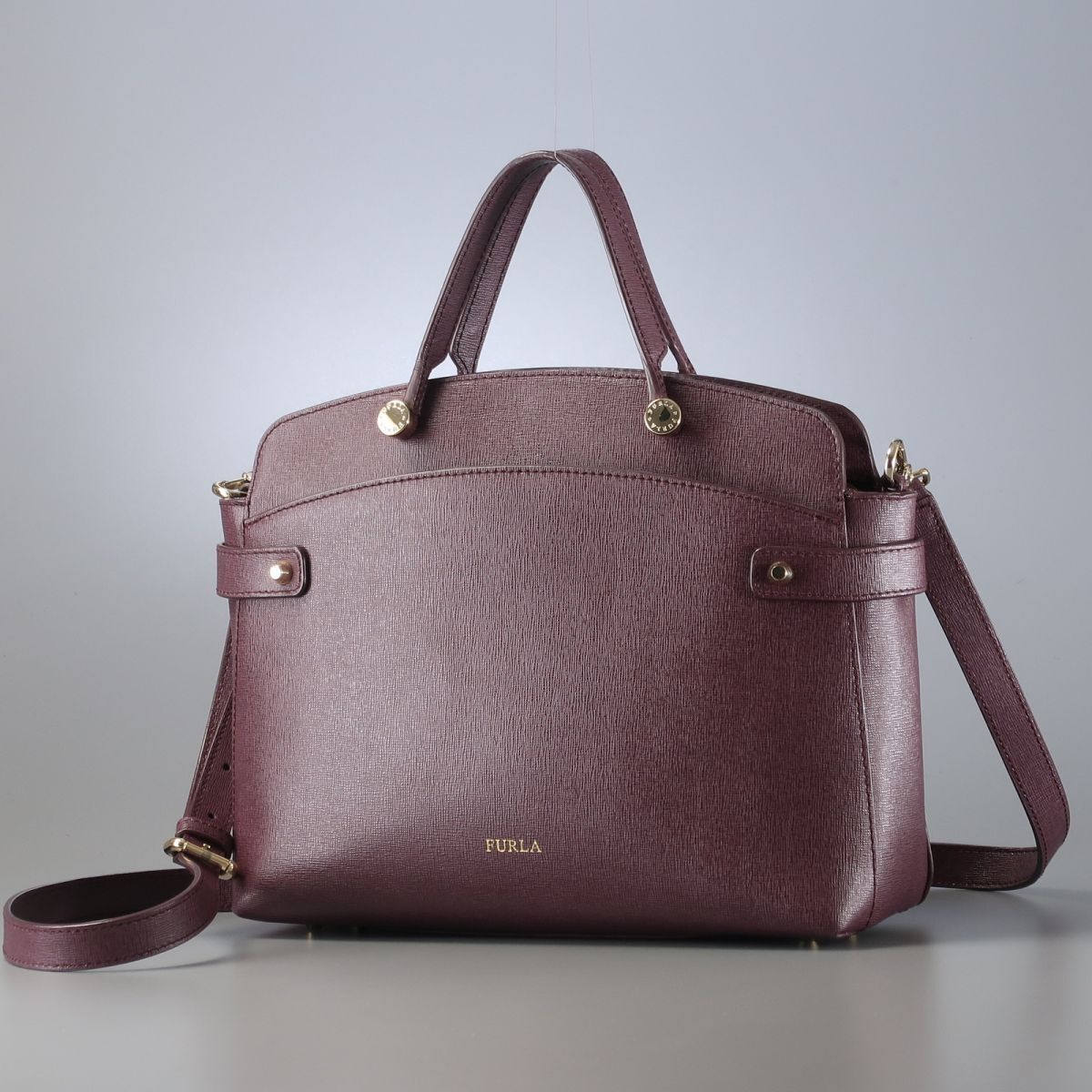MI3320△FURLA フルラ AGATA アガタ レザー 2way ハンドバッグ ショルダーバッグ クロスボディ 鞄 バーガンディ系_画像1