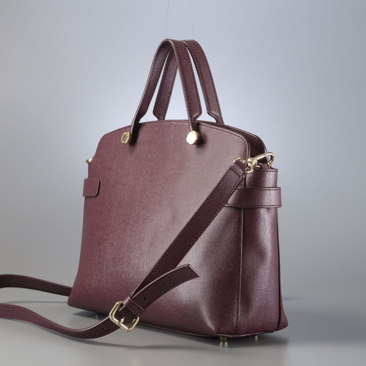 MI3320△FURLA フルラ AGATA アガタ レザー 2way ハンドバッグ ショルダーバッグ クロスボディ 鞄 バーガンディ系_画像3