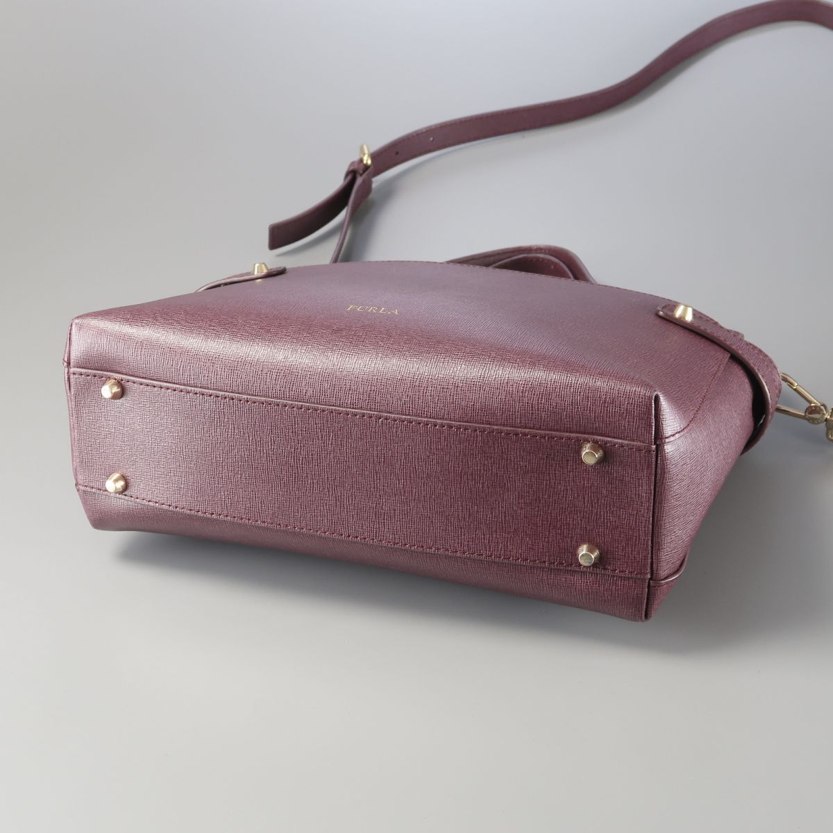 MI3320△FURLA フルラ AGATA アガタ レザー 2way ハンドバッグ ショルダーバッグ クロスボディ 鞄 バーガンディ系_画像6