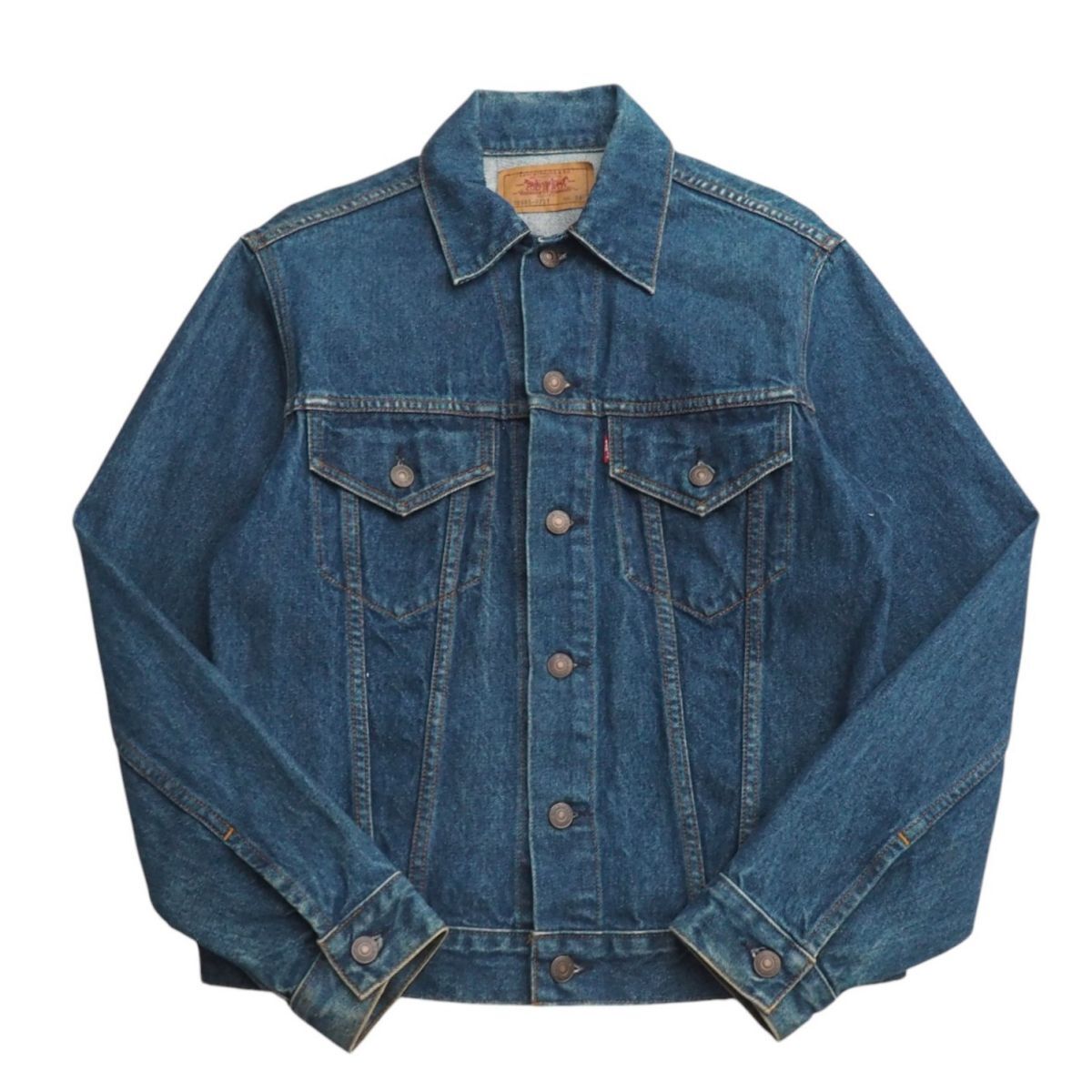 TJ6574+*92年製*ヴィンテージ*Levi's/リーバイス*メンズ38*70505-0217*4th*デニムジャケット*ジージャン*ボタン裏P87*ブルー系_画像1