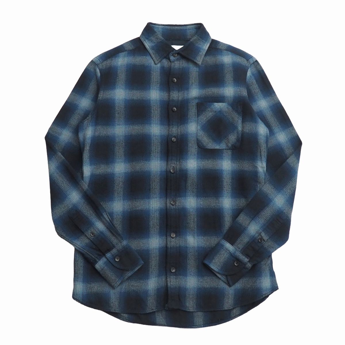 MI3743▽kolor カラー メンズ2 オンブレチェックシャツ 長袖シャツ 15WCM-B08114 ネイビー系_画像1