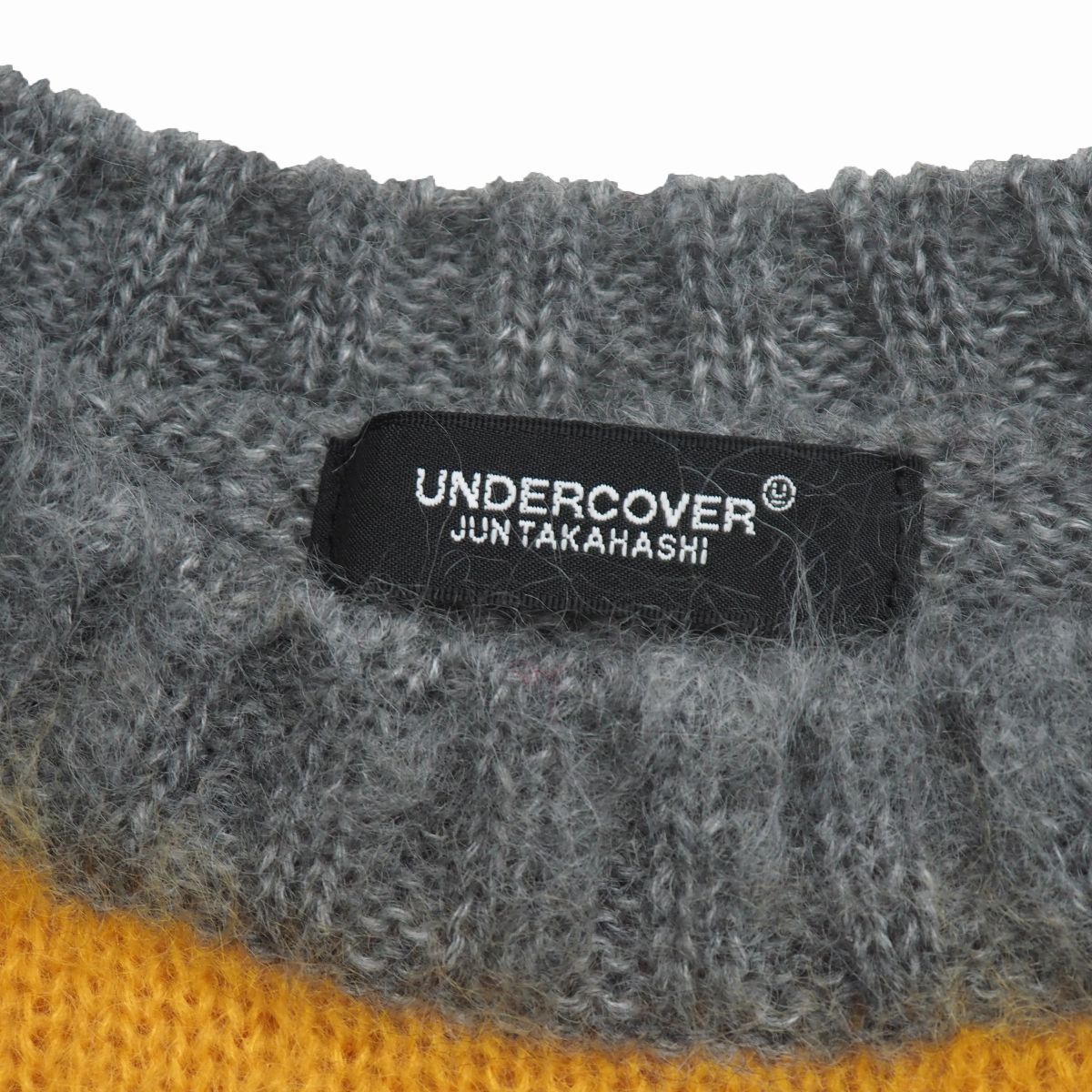 MI3690▽UNDERCOVER アンダーカバー メンズ3 22AW サイドジップ モヘアボーダーニット UC2B9903-1 クルーネックセーター イエロー×グレー_画像7