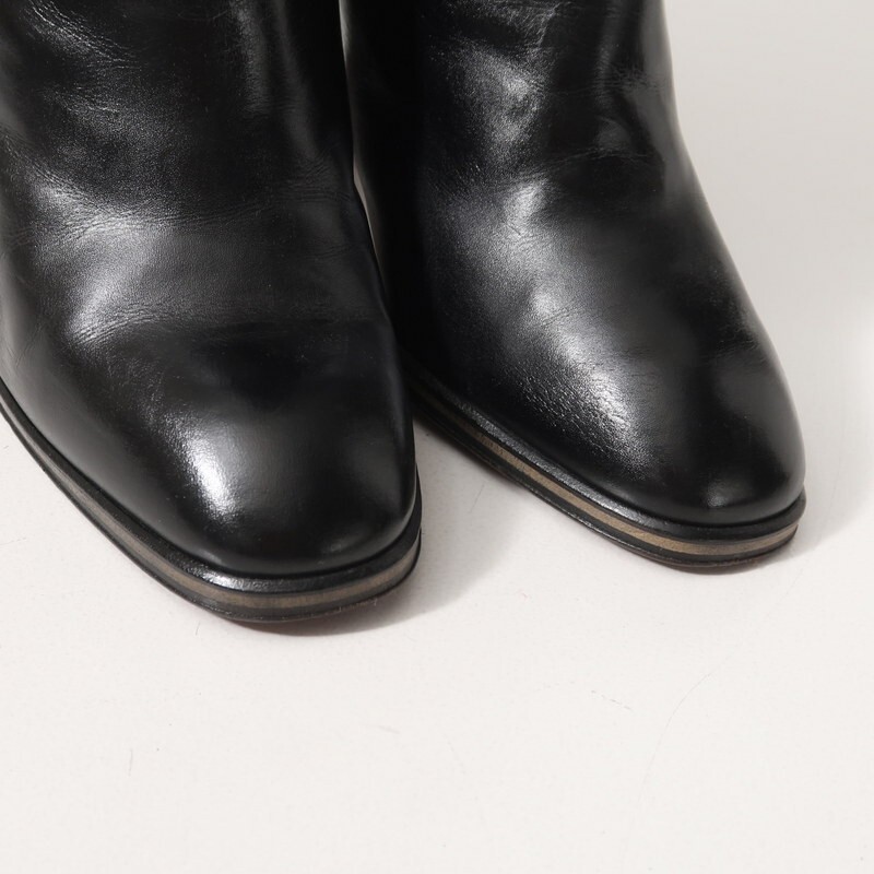 GS4988△イタリア製 POLLINI ポリーニ レザー ロングブーツ ロゴメタル 靴 ブラック 黒 サイズ36/22.5cm相当_画像6
