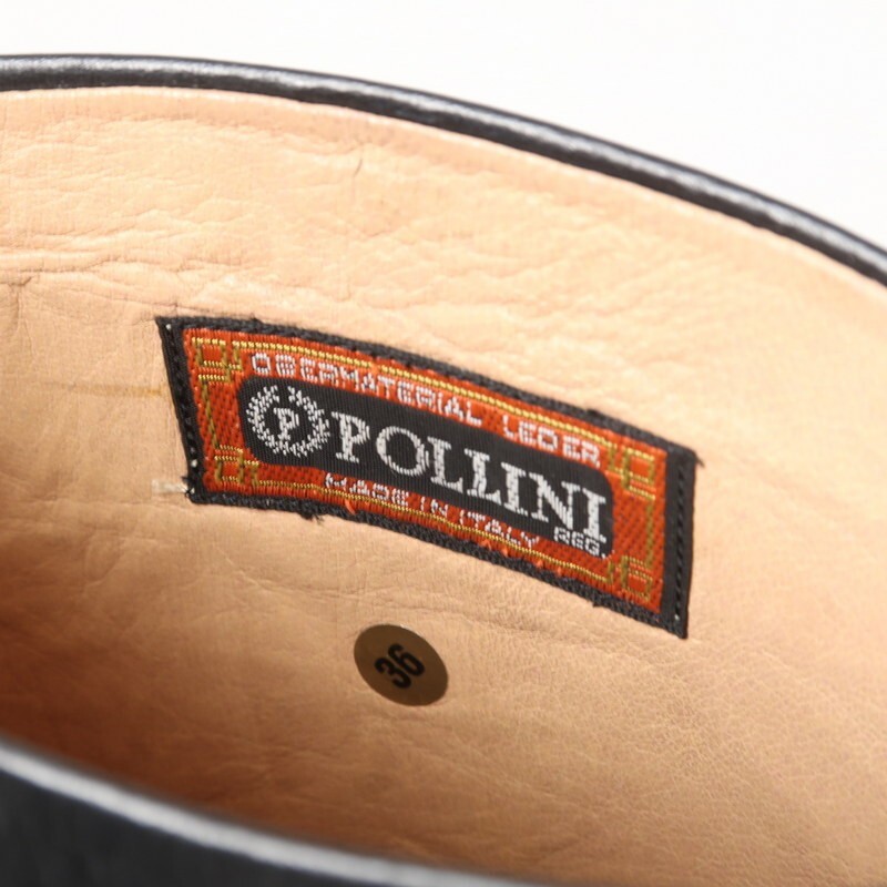 GS4988△イタリア製 POLLINI ポリーニ レザー ロングブーツ ロゴメタル 靴 ブラック 黒 サイズ36/22.5cm相当_画像8