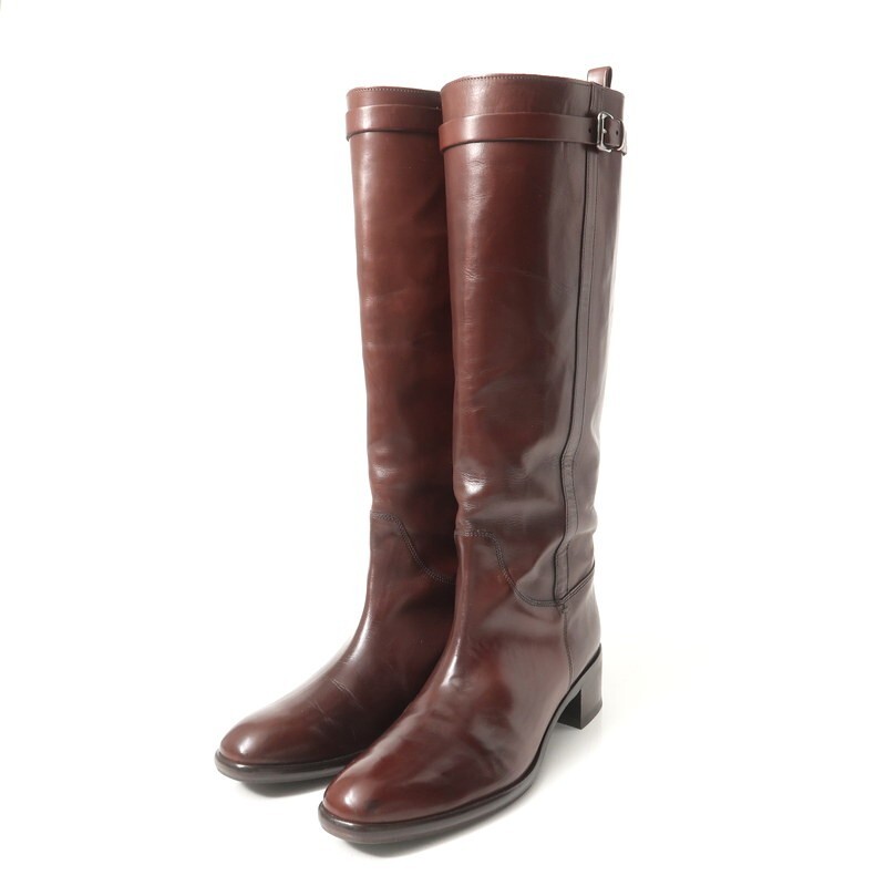 GS5421□イタリア製 ファビオルスコーニ/FABIO RUSCONI レディース サイズ37(22.5cm相当) ジョッキーブーツ ロングブーツ 靴 ブラウン系_画像1