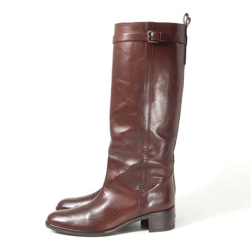 GS5421□イタリア製 ファビオルスコーニ/FABIO RUSCONI レディース サイズ37(22.5cm相当) ジョッキーブーツ ロングブーツ 靴 ブラウン系_画像2
