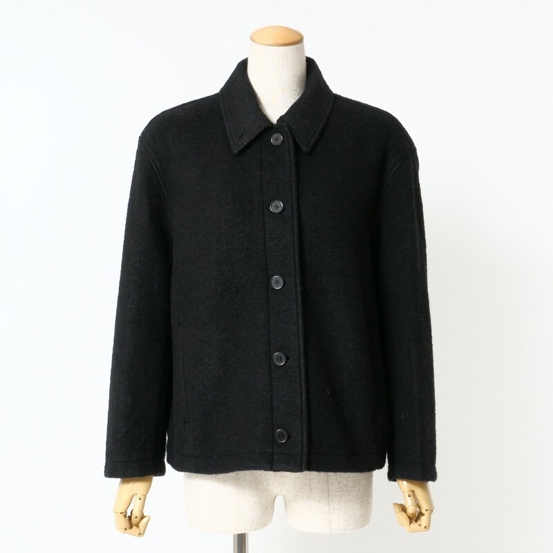 TJ3887●マッキントッシュ/MACKINTOSH*ウール ジャケット*別布:千鳥格子*コンバーチブルカラー レディース サイズ38*ブラック_画像1