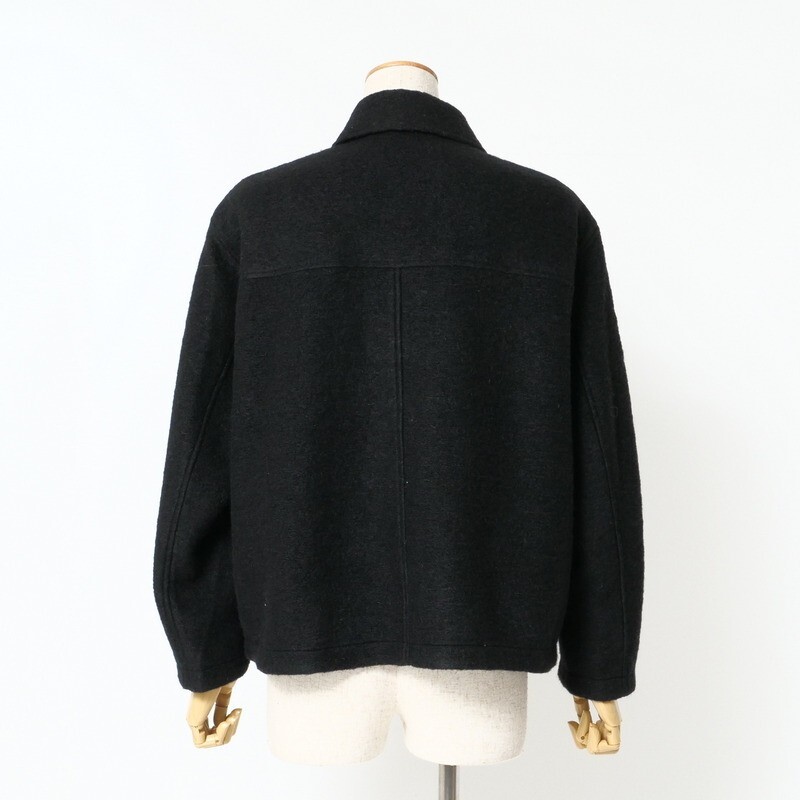 TJ3887●マッキントッシュ/MACKINTOSH*ウール ジャケット*別布:千鳥格子*コンバーチブルカラー レディース サイズ38*ブラック_画像2