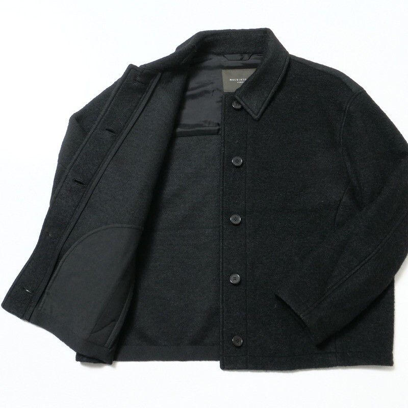 TJ3887●マッキントッシュ/MACKINTOSH*ウール ジャケット*別布:千鳥格子*コンバーチブルカラー レディース サイズ38*ブラック_画像6