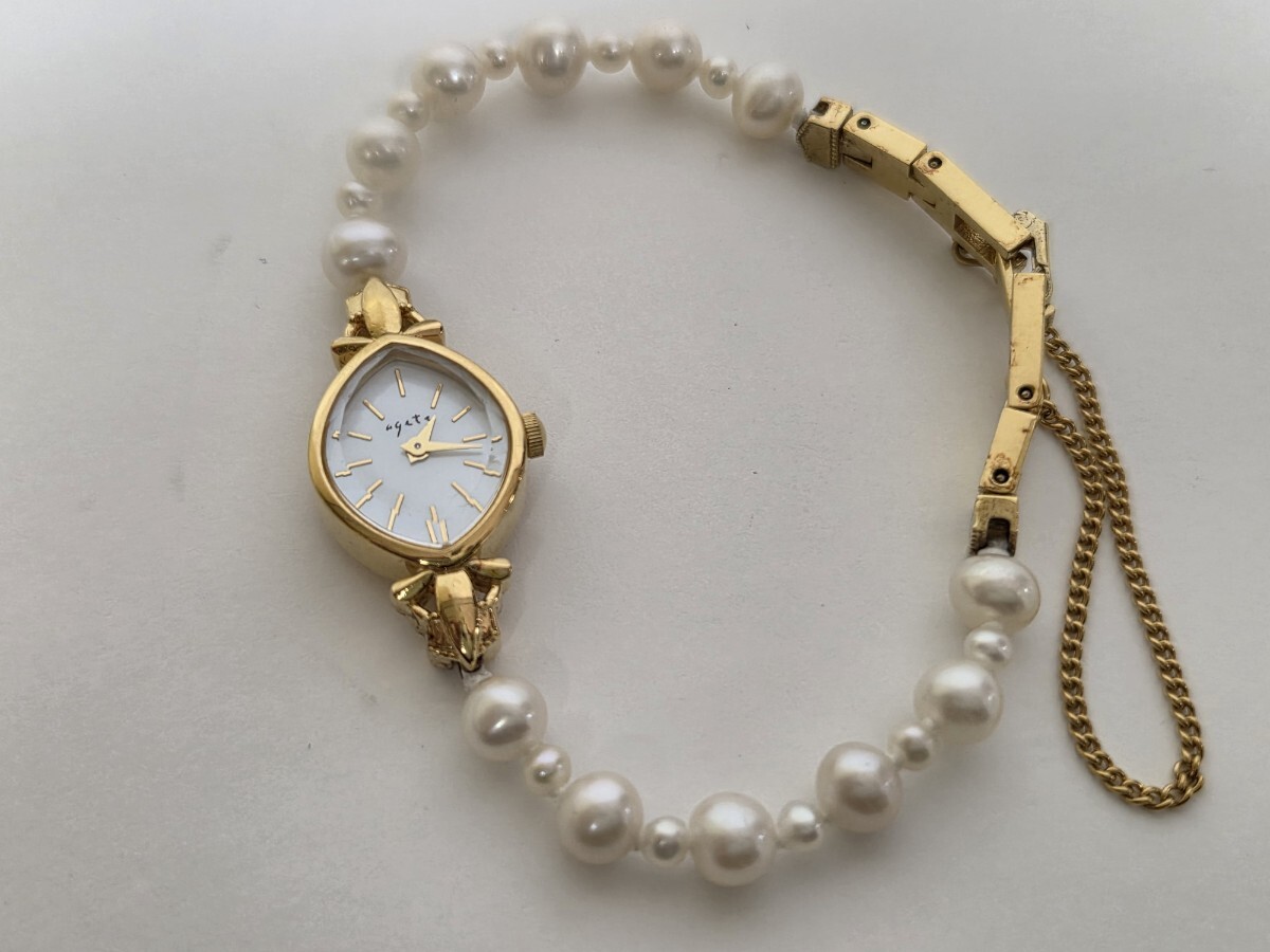 agete アガット　レディース腕時計　シェル文字盤　パール　ブレスレットウォッチ　○11112_画像1