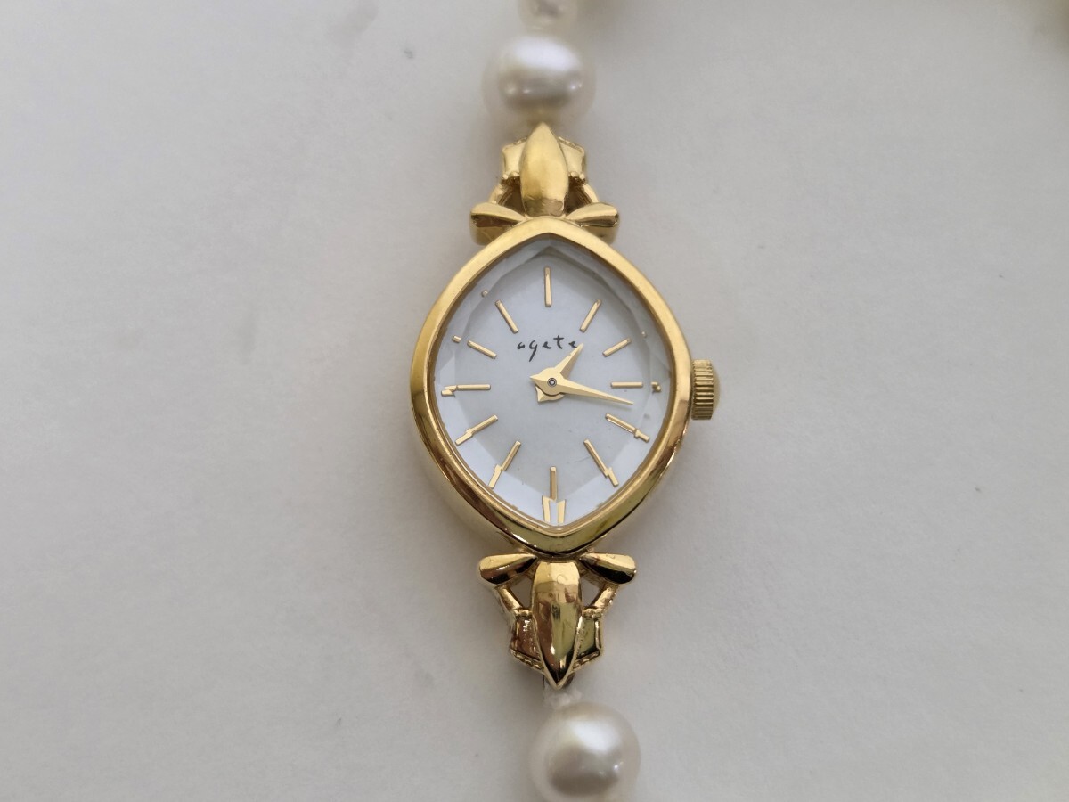 agete アガット　レディース腕時計　シェル文字盤　パール　ブレスレットウォッチ　○11112_画像2