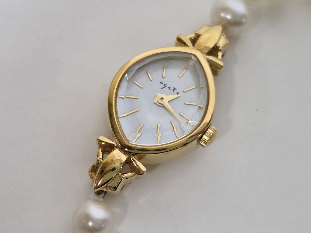 agete アガット　レディース腕時計　シェル文字盤　パール　ブレスレットウォッチ　○11112_画像4