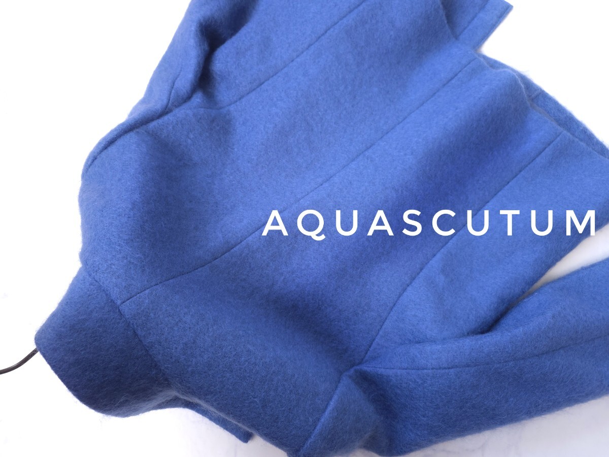 超高級 新品同様 希少 Aquascutum モダンショートコート 憧れのセレブ御用達ロイヤルブルー エレガントデザイン アクアスキュータム _画像4