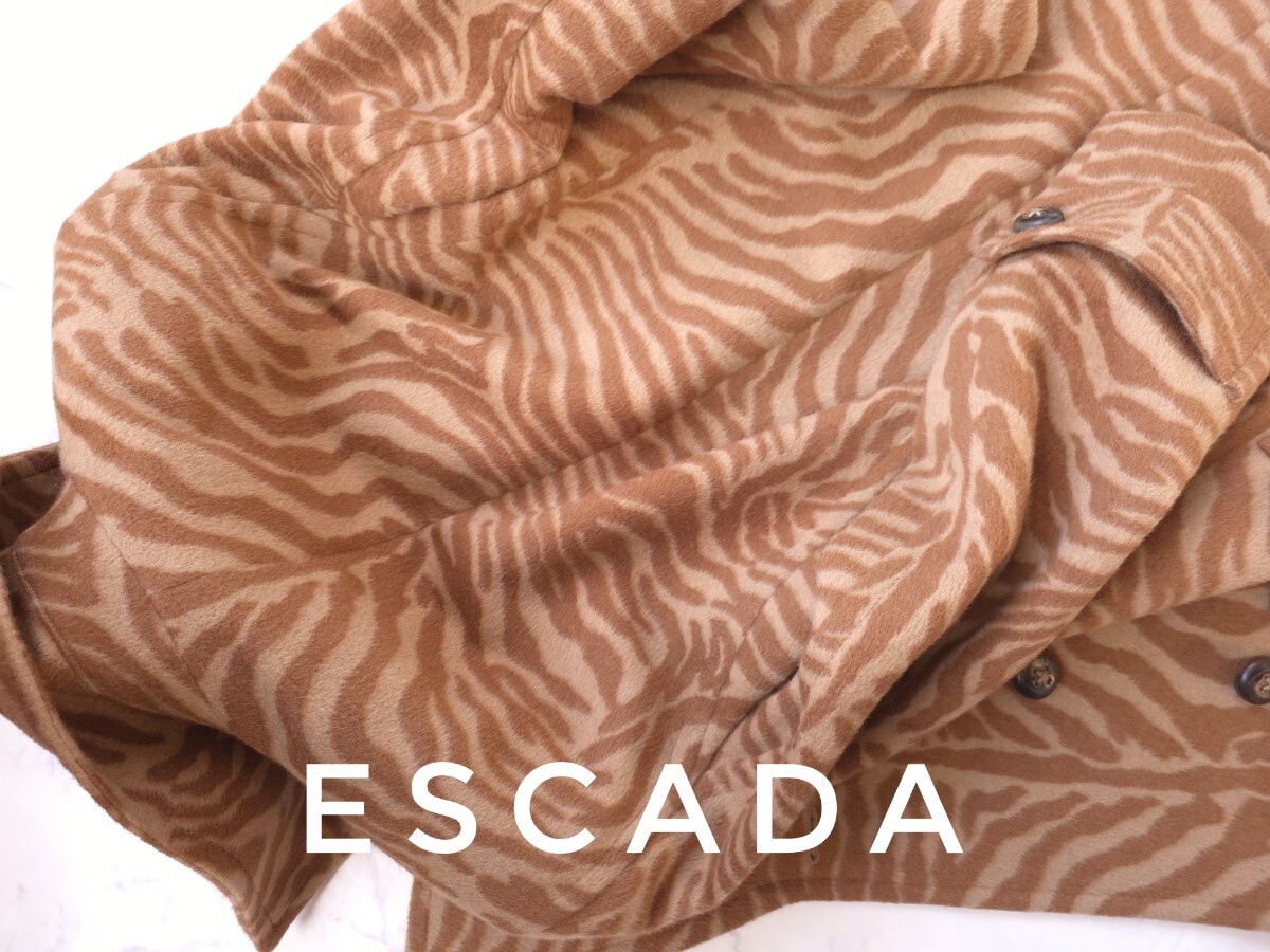 超高級 極美品 ESCADA 最高級チェスターコート本場ドイツ製 ランウェイスタイル 圧倒的存在感 エスカーダ 高密度高級生地_画像5