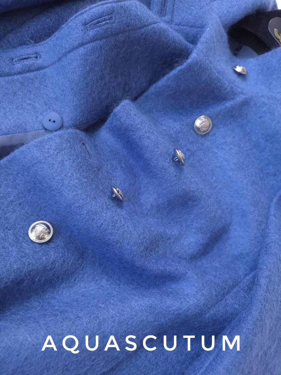 超高級 新品同様 希少 Aquascutum モダンショートコート 憧れのセレブ御用達ロイヤルブルー エレガントデザイン アクアスキュータム _画像5