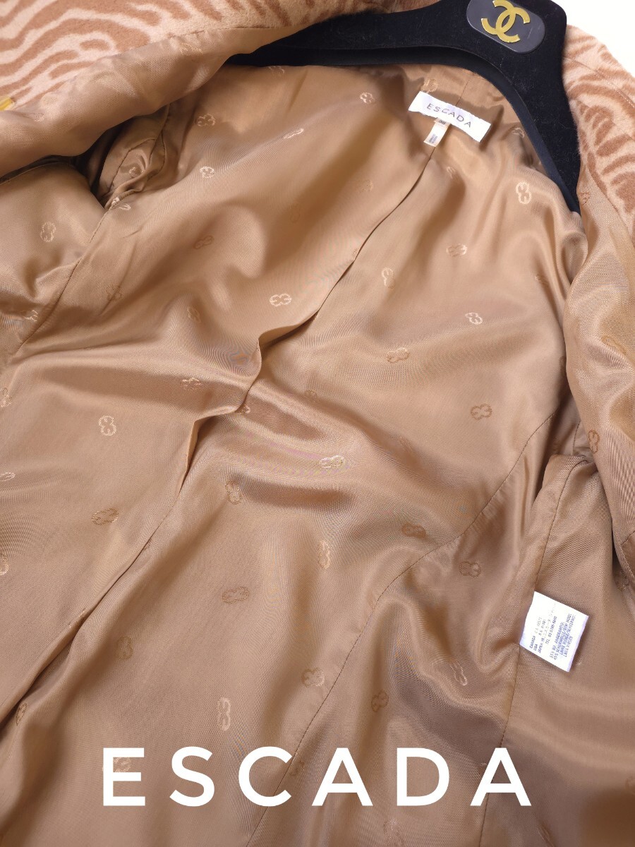 超高級 極美品 ESCADA 最高級チェスターコート本場ドイツ製 ランウェイスタイル 圧倒的存在感 エスカーダ 高密度高級生地_画像4