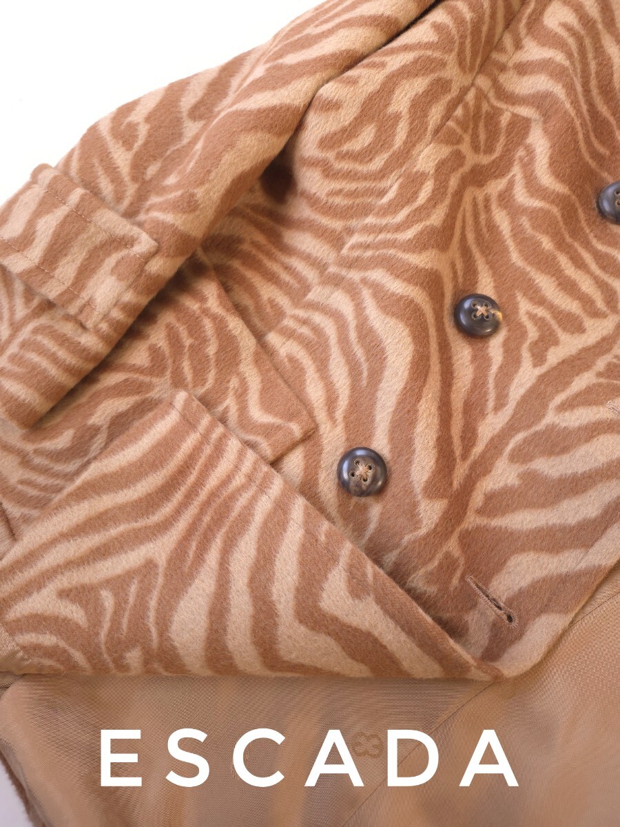 超高級 極美品 ESCADA 最高級チェスターコート本場ドイツ製 ランウェイスタイル 圧倒的存在感 エスカーダ 高密度高級生地_画像7