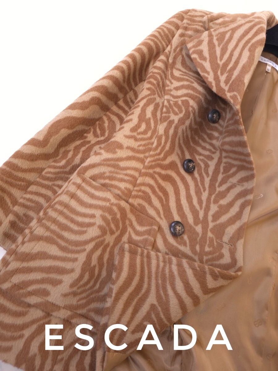 超高級 極美品 ESCADA 最高級チェスターコート本場ドイツ製 ランウェイスタイル 圧倒的存在感 エスカーダ 高密度高級生地_画像8