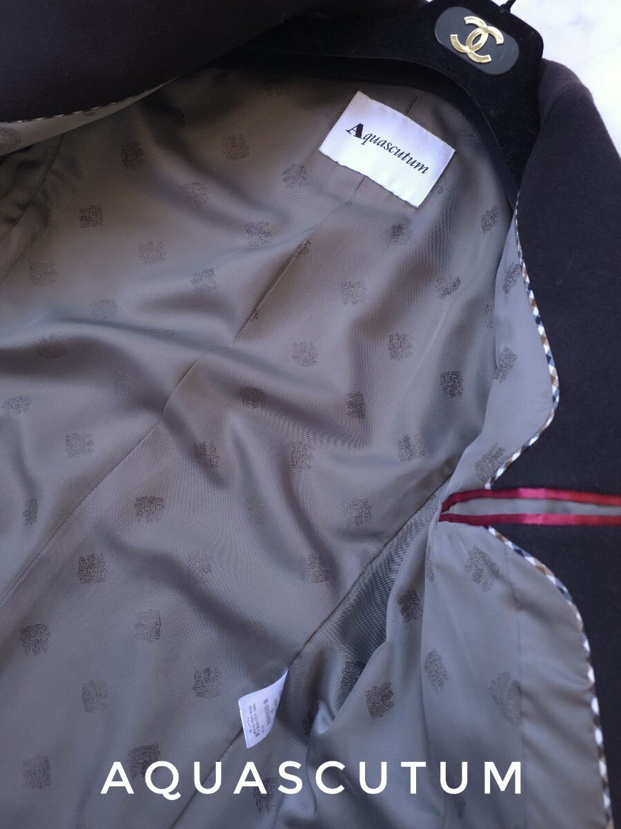 超高級 極美品 Aquascutum セレブ御用達憧れのトラッドチェスターコート 豪華裏地デザイン アクアスキュータム 圧倒的優雅なスタイル_画像5