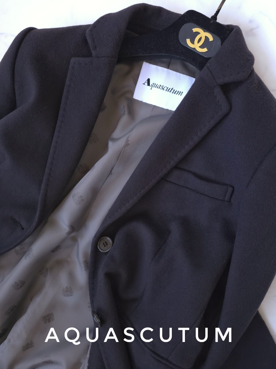 超高級 極美品 Aquascutum セレブ御用達憧れのトラッドチェスターコート 豪華裏地デザイン アクアスキュータム 圧倒的優雅なスタイル_画像6