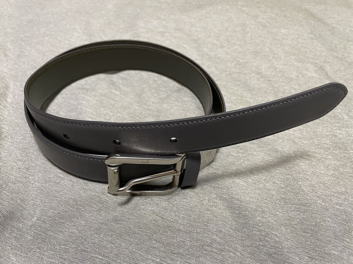 ほぼ未使用 ダンヒル dunhill ベルト リバーシブルベルト ダークグレー？ カーキ？ オリーブ？ 87 90.5 94 97.5 ビジネス リバーシブル _画像1