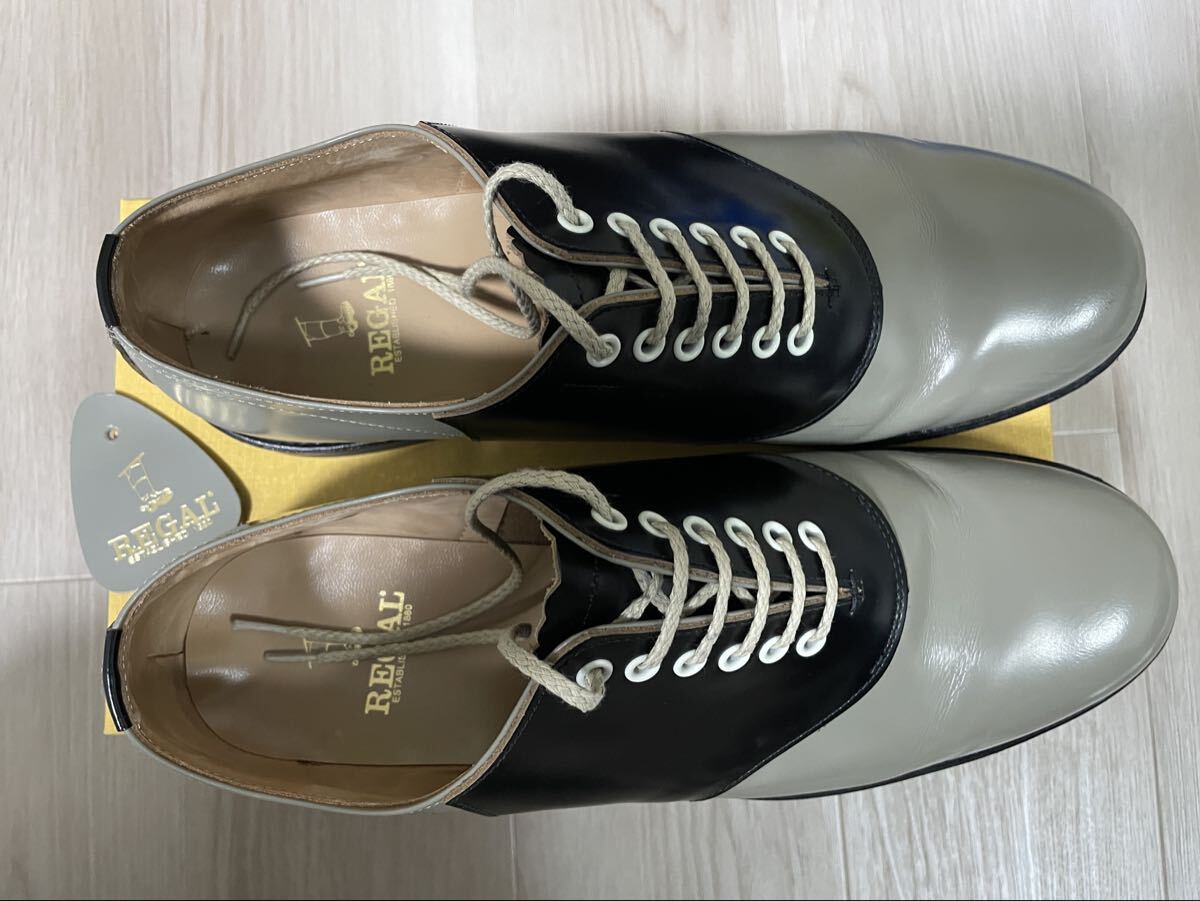 1度着用 希少28 リーガル REGAL サドルシューズ ブラックソーテル レザー ビジネス 普段使い オシャレ サドル 28_画像1
