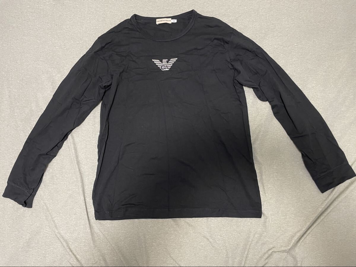  アルマーニ ARMANI 長袖シャツ XL EMPORIO ARMANI エンポリオアルマーニ ブラック 黒 トップス 長袖Ｔシャツ GA GIORGIO ジョルジオ _画像1