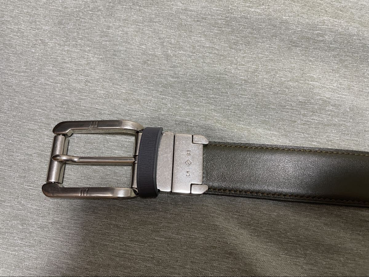 ほぼ未使用 ダンヒル dunhill ベルト リバーシブルベルト ダークグレー？ カーキ？ オリーブ？ 87 90.5 94 97.5 ビジネス リバーシブル _画像3