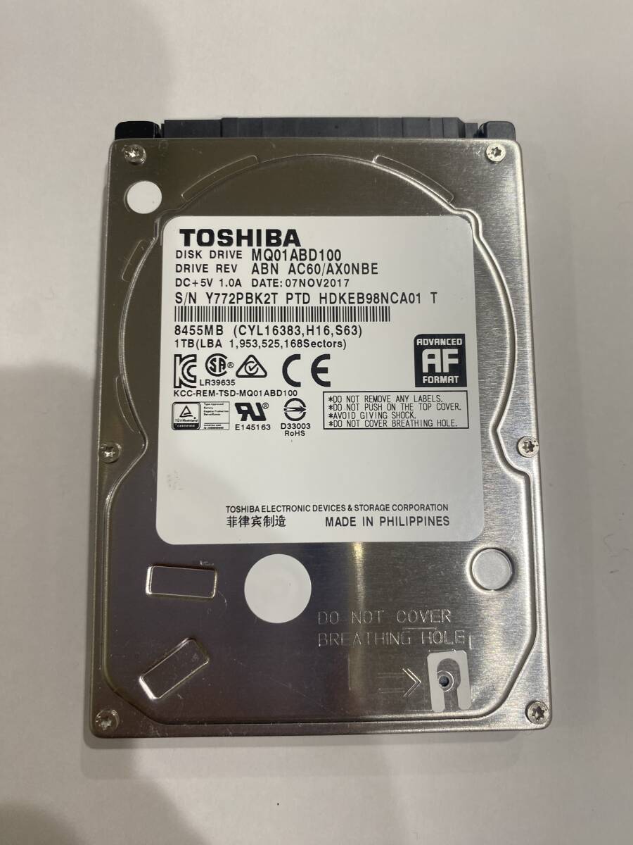 【正常稼働】東芝 1TB HDD 2.5 SATA MQ01ABD100_画像1