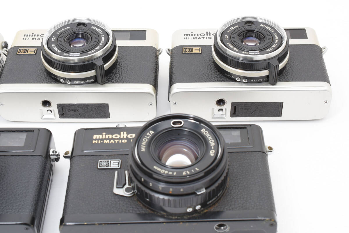 訳あり大特価 ミノルタ minolta Hi-matic E x2個 / F x3個 黒 ジャンク 動作未確認 レンジファインダー フィルムカメラ #001 #57 #1452_画像3