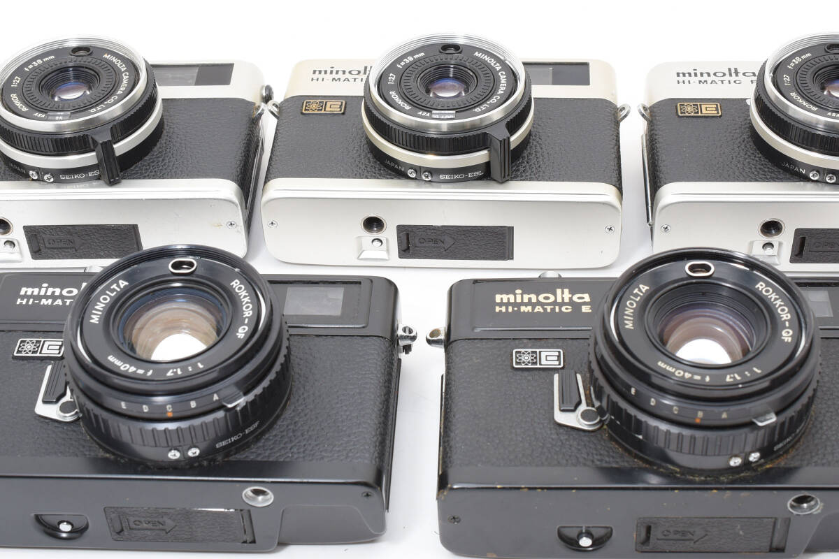 訳あり大特価 ミノルタ minolta Hi-matic E x2個 / F x3個 黒 ジャンク 動作未確認 レンジファインダー フィルムカメラ #001 #57 #1452_画像4