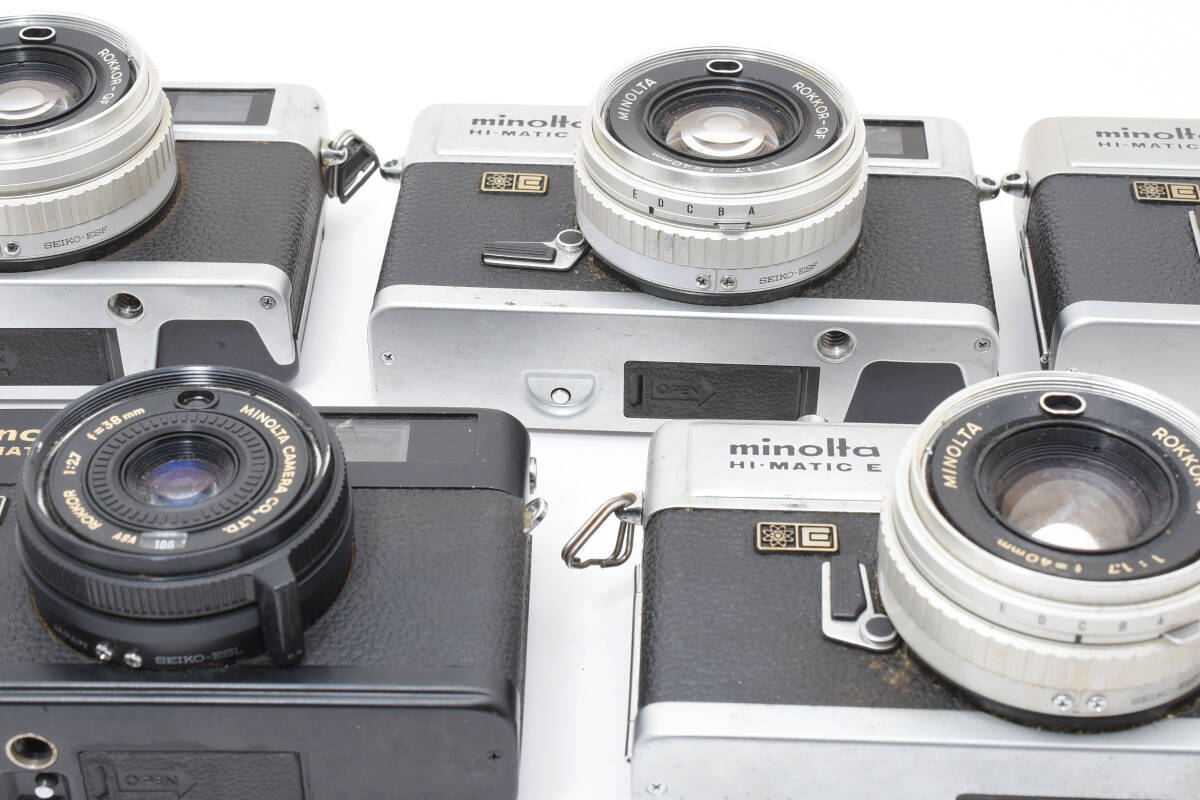 訳あり大特価 ミノルタ minolta Hi-matic E 4個 / F 1個 黒 ジャンク 動作未確認 レンジファインダー フィルムカメラ #001 #57 #1453_画像4