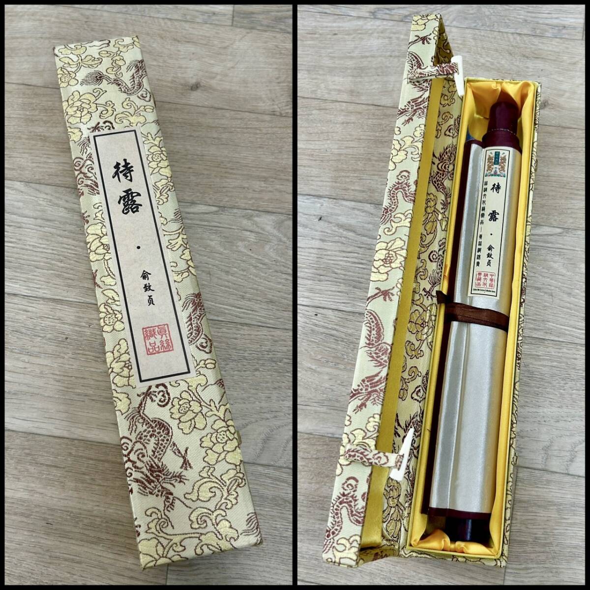 【工芸品/中国/模写/美品】掛軸/古典蓮花新花/蓮の花/刺繍素材/箱付き/中国画/中国文化/資料/骨董/古美術/_画像3