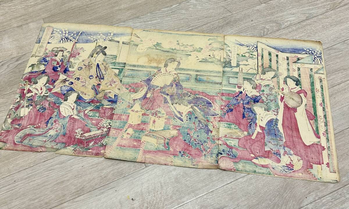 【3枚セット品】日本伝統/木版画/浮世絵/美人画/女性を描く/絵師/歌麿/晴信/玉原義華/江戸時代/文化/風俗/娯楽/ファッション/貴重/資料/_画像5