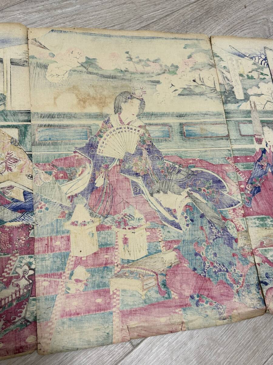 【3枚セット品】日本伝統/木版画/浮世絵/美人画/女性を描く/絵師/歌麿/晴信/玉原義華/江戸時代/文化/風俗/娯楽/ファッション/貴重/資料/_画像7