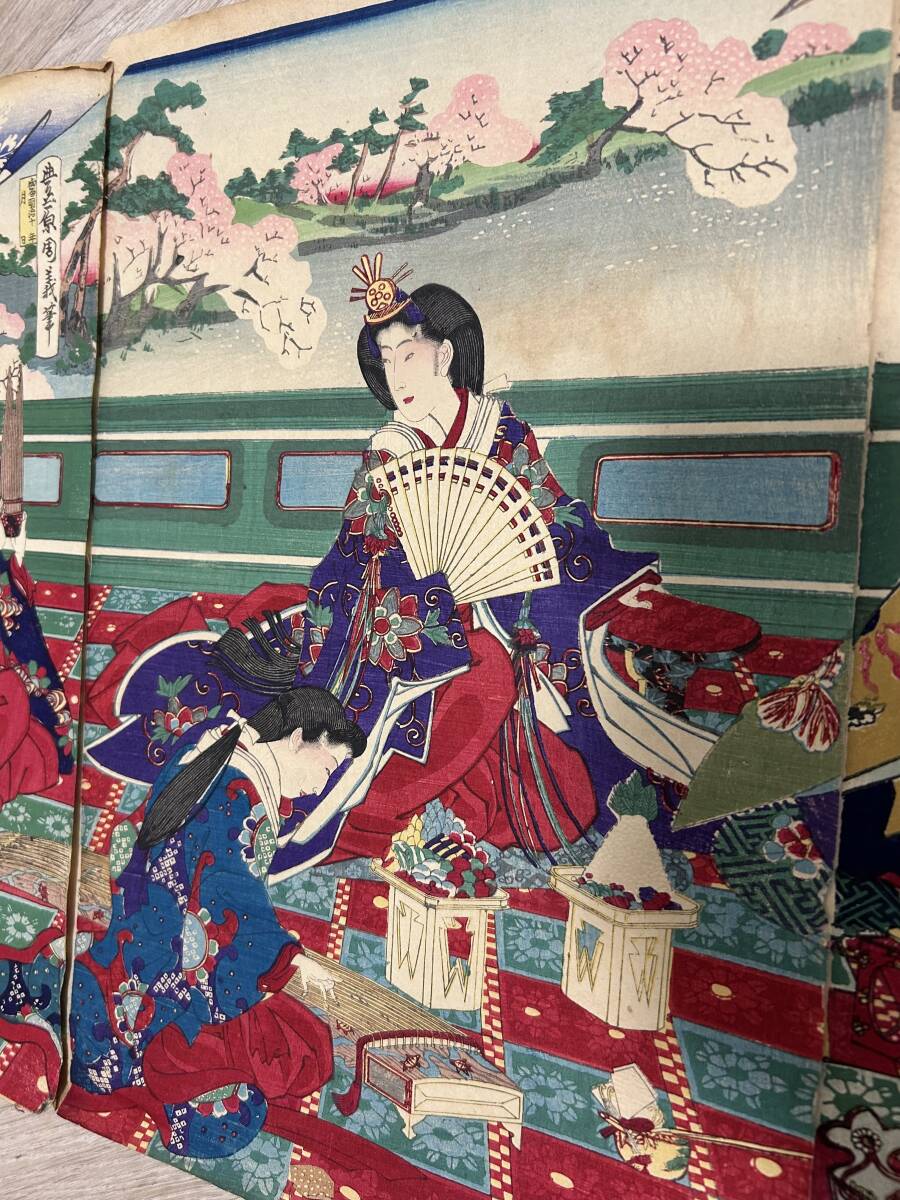 【3枚セット品】日本伝統/木版画/浮世絵/美人画/女性を描く/絵師/歌麿/晴信/玉原義華/江戸時代/文化/風俗/娯楽/ファッション/貴重/資料/_画像3