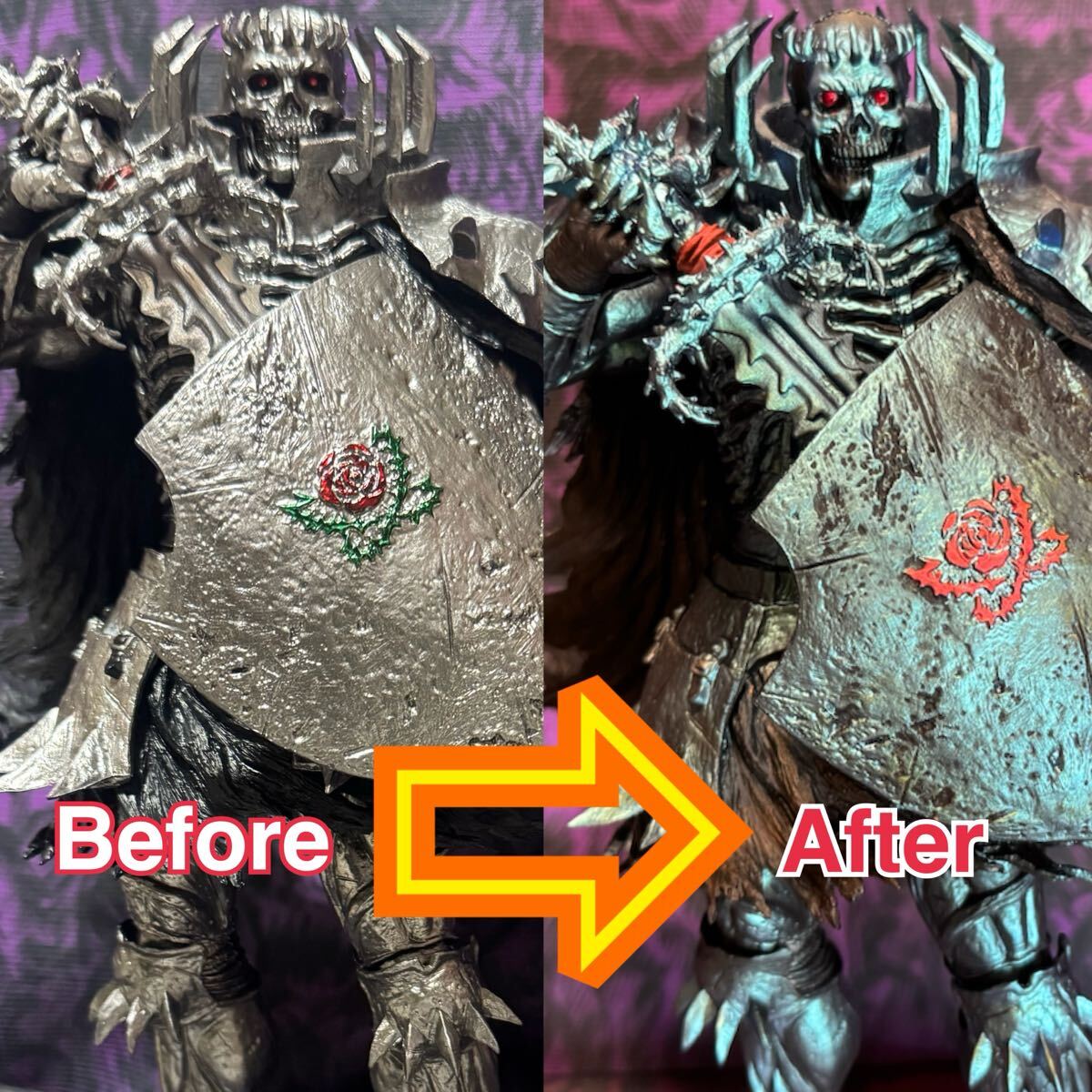 【リペイント】一番くじ ベルセルク 反撃の誓い B賞 髑髏の騎士MASTERLISE フィギュア 二次元塗装 2次元彩色 原画風塗装_画像8